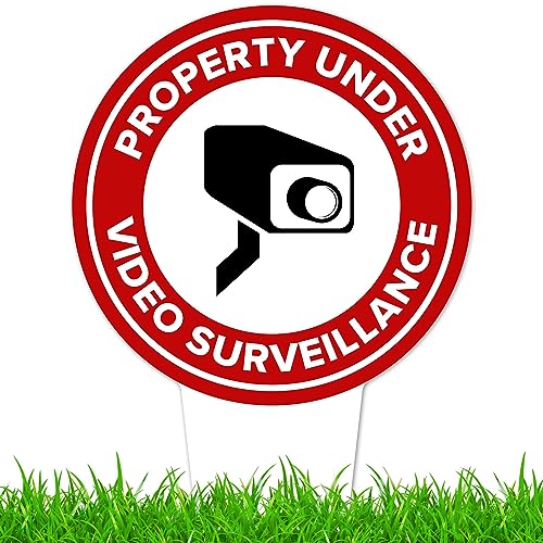 Image of Property Under Video Surveillance Sign, 9x17, Heavy Duty Integrated Ground Stakes, Indoor /Outdoor Use, Rust Free Aluminum Composite, Made in USA by My Sign center