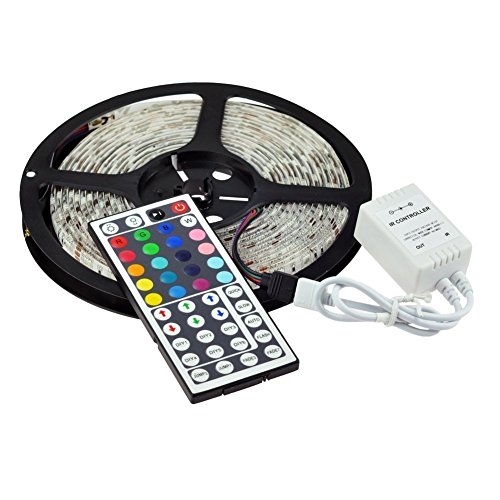 econoLED 16.4Ft RGB 5050SMD 300LED Waterproof Flexible LED Light Strip lamp + 44Key IR Remote (Supports Max 5 Meters of RGB LED Flexible Strips) US Seller.(Come Without Power Supply) (5050)