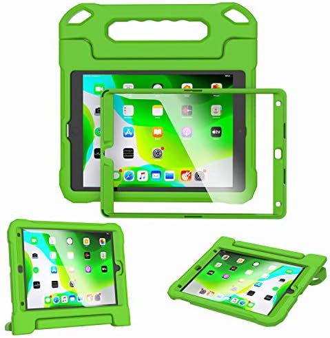 Kids Case for iPad 10.2" 9th / 8th / 7th Generation 2021/2020/2019 - with Built-in Screen Protector, Shockproof Lightweight Handle Stand Kids Case for iPad 10.2" 2021 Latest Tablet Cover (Green)