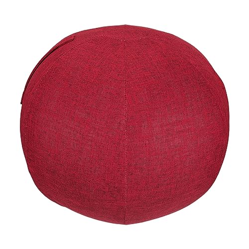 jojomis Balance Ball Cover - Linen Yoga Ball Protective Skin, Anti-Scratch, Foldable, Lightweight with Handle for Exercise, Sitting, 55cm Red