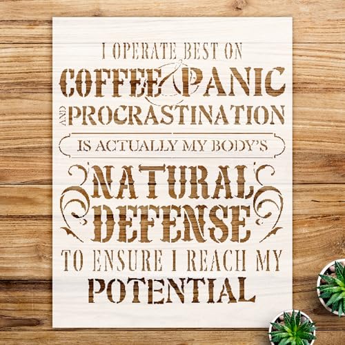 Coffee Word Art Stencil for Walls and Crafts, Reusable Mylar Template, Fun and Amusing Design, Ideal for Home Decor and Creative Projects - Size A2 (18.1