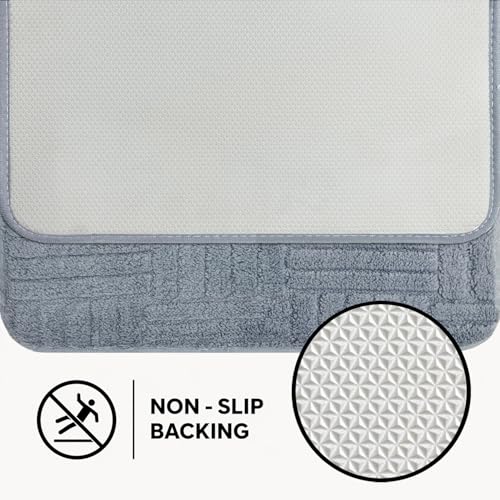 Image of LUXE HOME INTERNATIONAL Microfiber Bath Mat for Bathroom Anti Slip Water Soak Plush Soft Bahrain Maze Door Mat for Home Bedroom Washable Floor Rug (40x58cm Sky Blue) Pack of 1