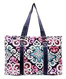 N Gil All Purpose Organizer Medium Utility Tote Bag II (Geometric Floral Navy Blue)