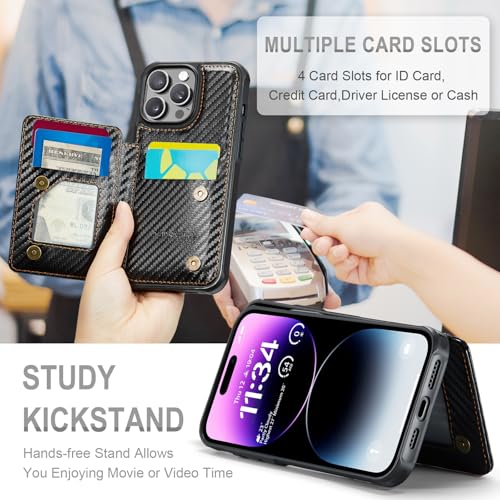 Vinich for iPhone 13 Pro Max Wallet Case with Card Holder, RFID Blocking Credit Slots Kickstand Shockproof Phone Cover Fit for iPhone 13 Pro Max 6.7" Carbon Black by Vinich - Used condition - Image 6