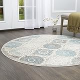 Home Dynamix Boho Andorra Transitional Damask Area , Grey-Blue, 7'10' Round