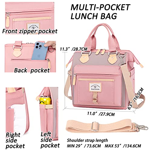 Sununion Lunch Bag Women, Cute Insulated, Large Lunch Tote For Work, Leak Proof Lunch Box For Women, Lunch Purse, Cooler Bag With Side Pockets And Shoulder Strap For Picnic Office(Pink) #TOP1