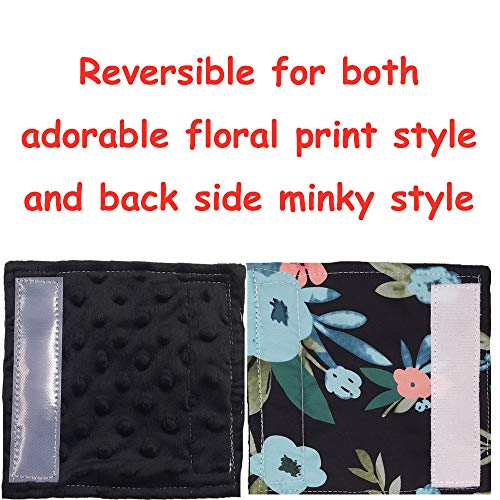 Image of Baby Car Seat Neck Cover, Car Seat Strap Cover, Seat Belt Cushions Pads, Shoulder Strap Protectors, Reversible Pram Harness Covers in Minky Floral, Baby Neck Pad Protector