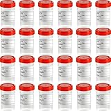 24 Pcs 2oz/60ml Specimen Cups with Leak Proof Screw Cap and Information Tags Sample Containers Cup for Collect Liquid Solid Pee Or Powder Specimens (24, Transparent, 60ml)