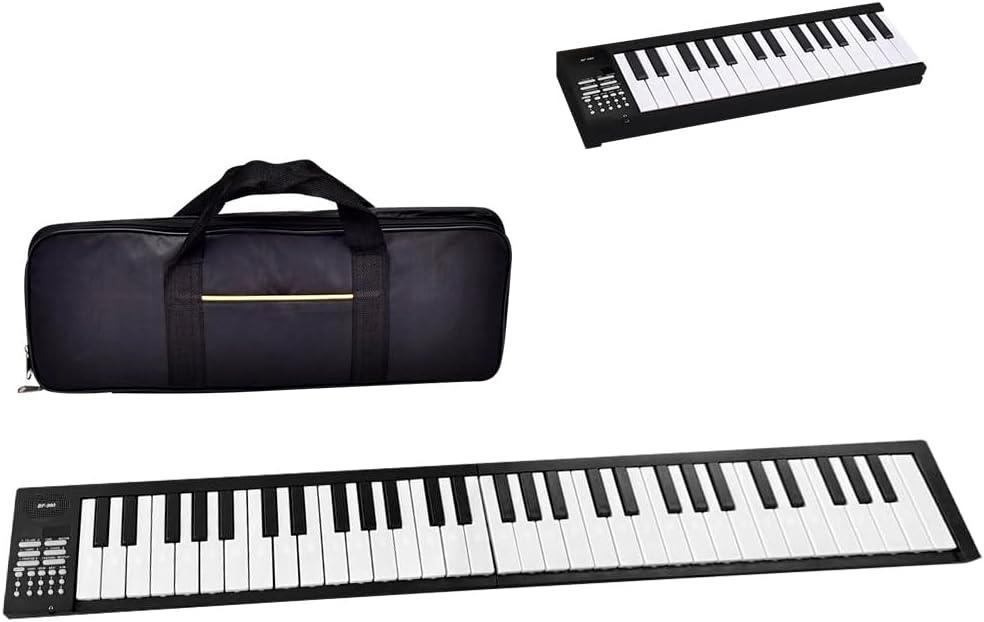 Electronic Piano, 61 Keys, Foldable, 61 Keys, Rechargeable, Black, Keyboard, Digital Piano