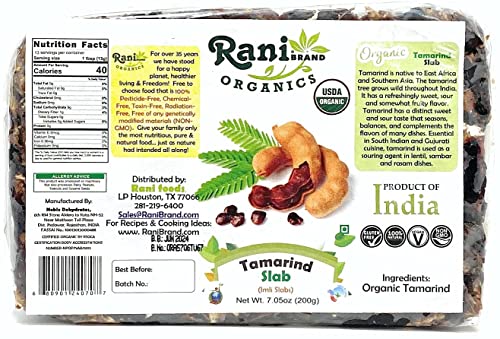 Rani Organic Tamarind Slabs (Imli Slabs) 7oz (200g) ~ All Natural | No added sugar | Vegan | Gluten Free | NON-GMO | Indian Origin | USDA Certified Organic