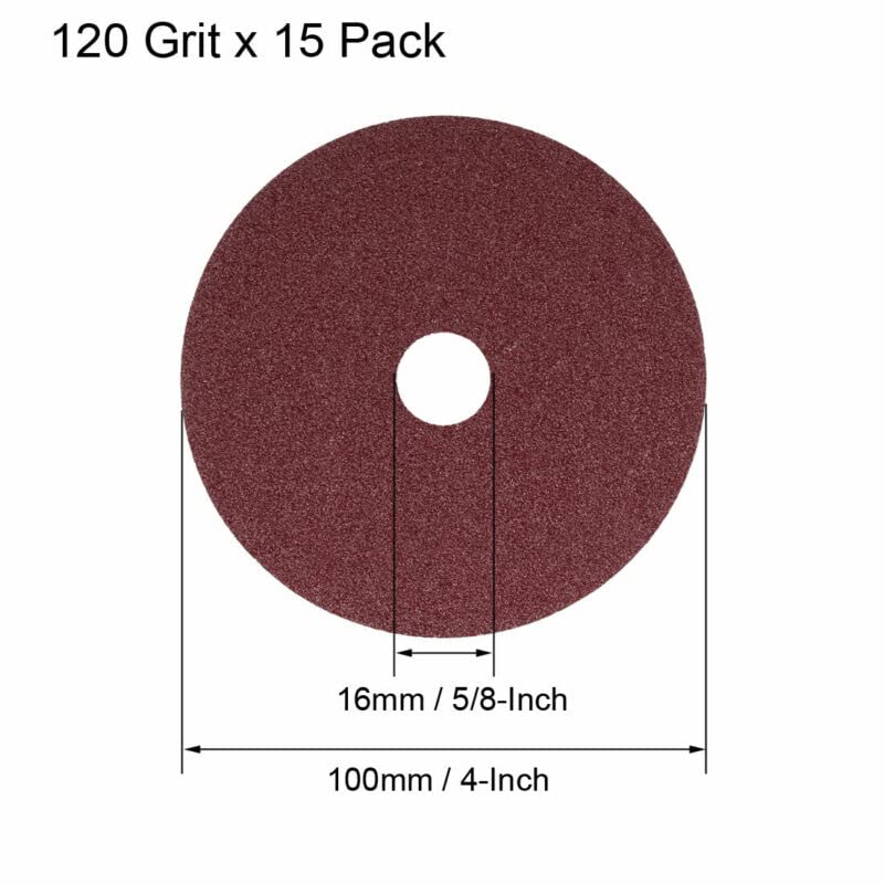 Tool parts 4-Inch x 5/8-Inch Aluminum Oxide Resin Fiber Discs Center Hole 120 Grit 15 Pcs