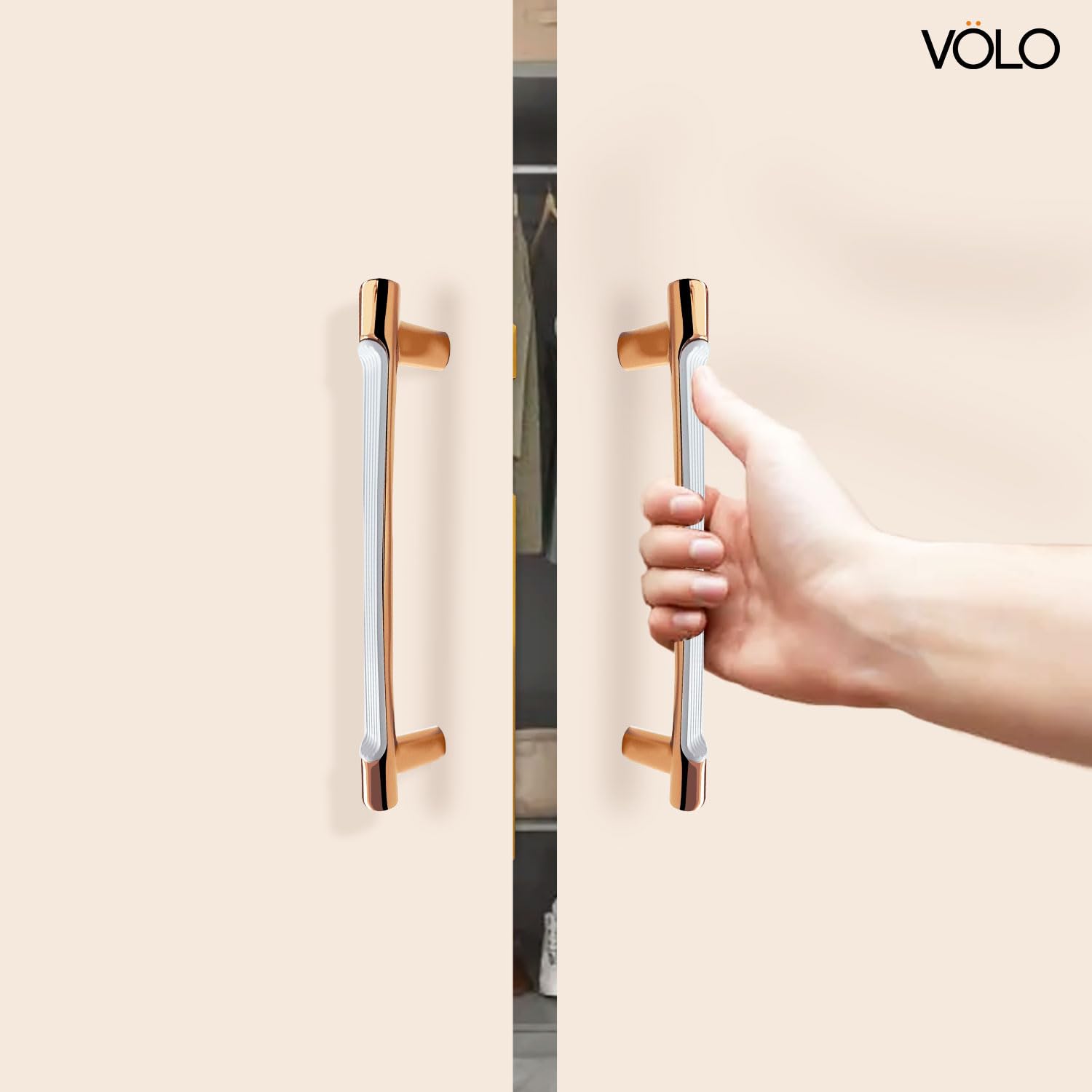 VOLO Rose Gold Cabinet Handles - Sleek Pulls -4 VOLO Rose Gold Cabinet Handles - Sleek Pulls -4
