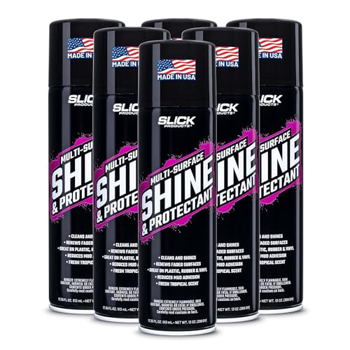 Slick Products Shine & Protectant Spray 17.35 FL OZ. - High Gloss Clear Coating Renew Vinyl Plastic Rubber Trim Tire Car Truck Motorcycle Dirt Bike (6-Pack)
