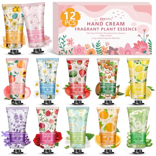12 Pack Hand Cream Gifts Set,Stocking Stuffers for Women,Teengirls, Christmas Gifts Set,Bulk Mini Moisturizing Hand Lotion Travel Size for Dry Cracked Hands,Teacher Appreciation Gifts,Bridesmaid Gifts