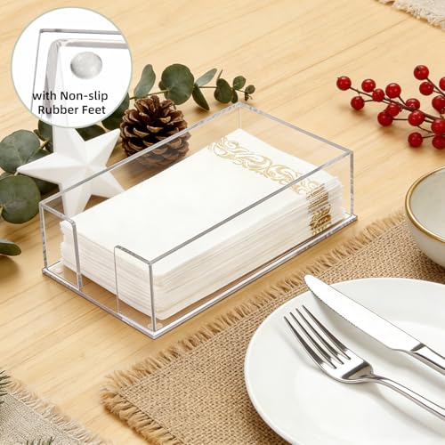 Cididu 2 Pack Acrylic Napkin Holder for Table, Clear Guest Paper Hand Towel Holder for Bathroom Countertop, 0.12'' Thickness Paper Napkin Dispenser Organizer Tray for Parties, Weddings, Party, Hotel by Cididu - Image 5