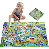 Beeqoo Giant Floor Puzzle for Kids - 60 Piece City Adventure Map with Train Tracks - Thick Cardboard Large Jigsaw Puzzles (2x3 feet) - Storytelling Educational Preschool Toy for Toddlers Ages 3-5 4-8