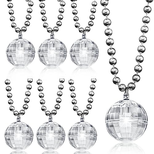 Colliers lumineux LED boules disco années 70 Henoyso accessoires fête femme lot de 6