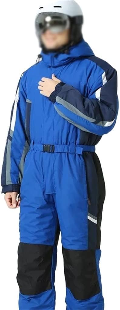 Men's Fleece Warm Outdoor Snowboard Jacket Overalls Snow Pants Jumpsuit Winter -Piece Ski Suit