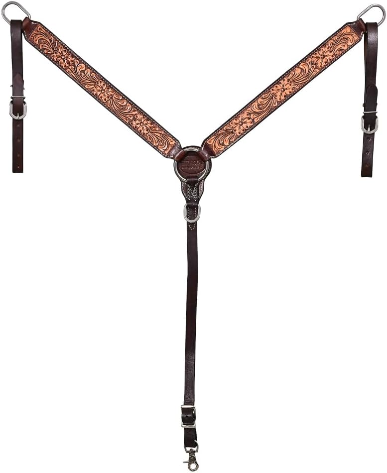 HILASON Western Horse Headstall Breast Collar Set American Leather Floral | Tack for Horses