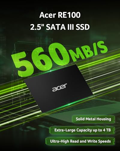 Acer RE100 Sata Ssd 512GB, 2.5" Internal Ssd, Up To 560Mb/S, Laptop And Pc Compatible, 3D Tlc Nand, Dynamic & Static Wear-Leveling - BL.9BWWA.108 - 2