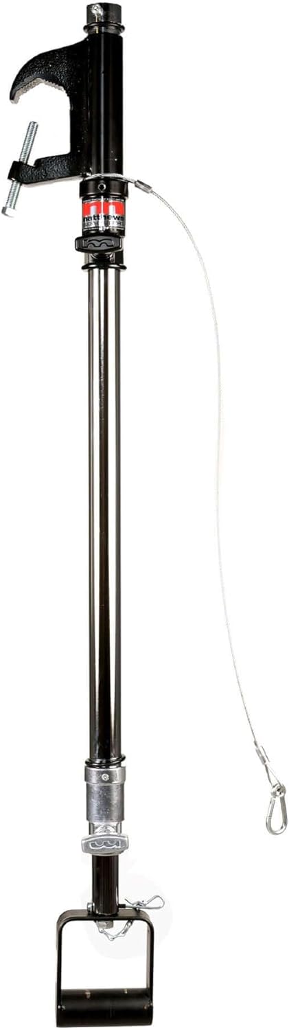 Matthews Heavy Duty Telescoping Hanger – w/Offset Pipe Clamp and Safety Cable – 1/2"-13 Female Thread for Mounting Heavy Fixtures, Sizes 2' to 6' up to 5' to 10' (5' - 10' Double Extension)