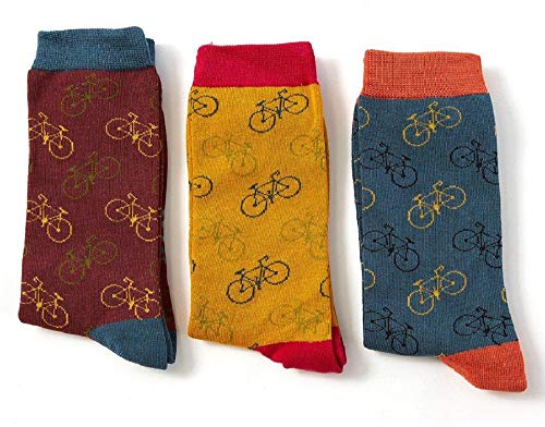 LilyRosa Mens Cycling Socks Bicycle Bike Boys 6-11 Bamboo Mix Box 3 Pairs - Image 2