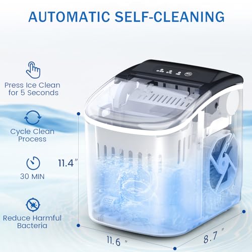 Image of Electactic 9 Cubes Ready in 6-8 Mins Countertop Ice Maker, 26.5Lbs per Day Stainless Steel Portable Ice Maker, Ice Maker Machine with Carry Handle, for Home /Kitchen /Camping /RV (Silver)