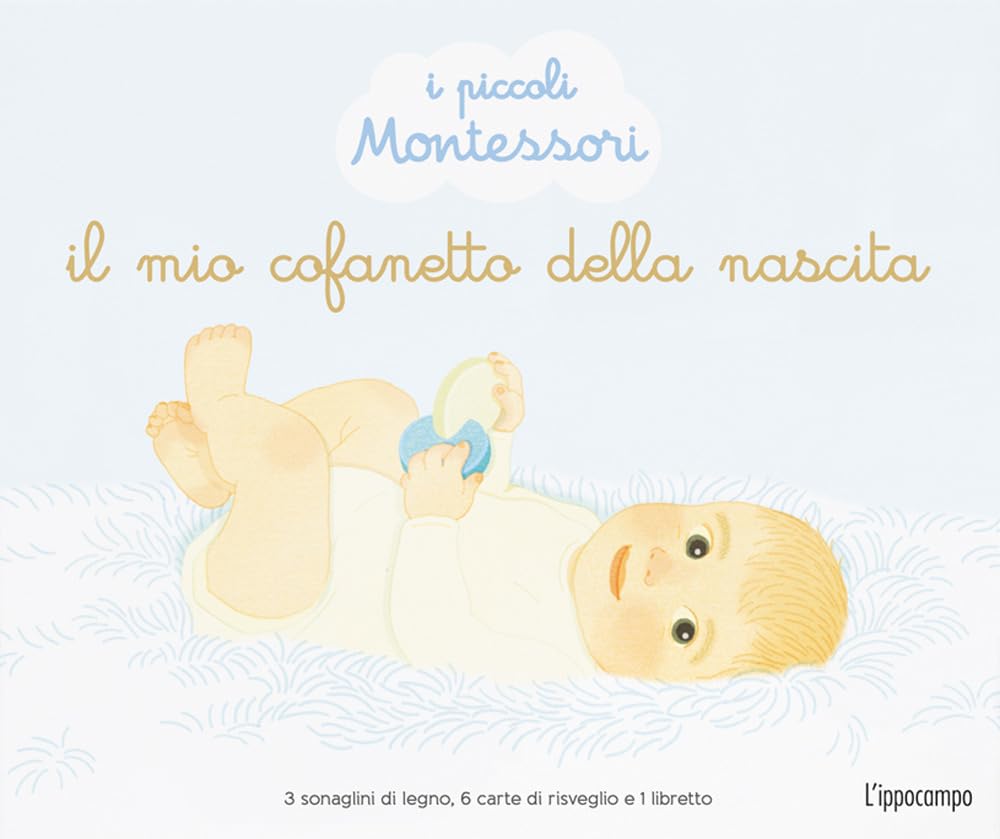 Il mio cofanetto della nascita. I piccoli Montessori. Ediz. illustrata. Con 6 carte di risveglio. Con 3 sonaglini di legno