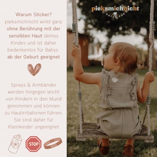 pieksmichnicht Pflanzliche Anti-Mücken-Aufkleber für Babys und Kinder Mückenschutz Insektenschutz Mückensticker Patches Pflaster DEET frei (Cool Kids Club)