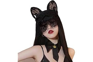 Alluring Black Lace Masquerade Mask with Flirty Bunny Ears
