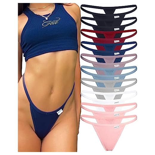 FINETOO Pack de 10 tangas tangas de algodón para mujer, ropa interior de algodón y cintura baja, elásticas, tanga en T, tanga sexy para mujer, S-XL, A-10er, M