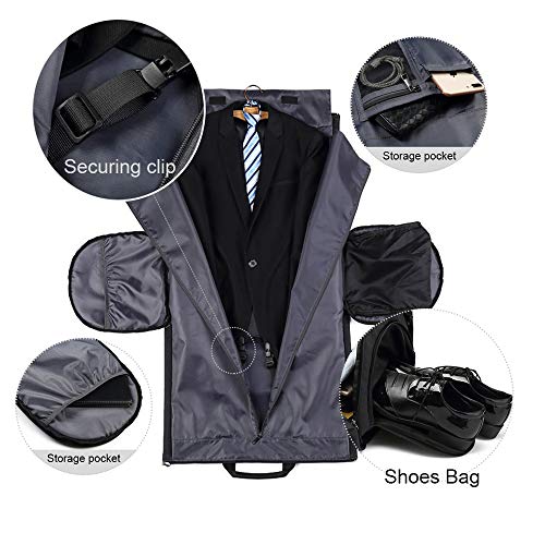 Carry on Garment Bags 55L Travel Suit bag for Men Women Duffel Bag with Shoes Bag Wedding Dress Garment Bags for Travel/Business/Gym(Black)
