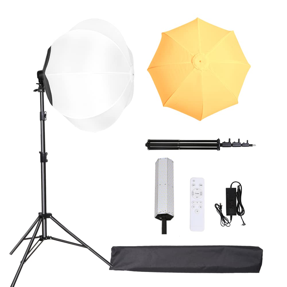Photo 1 of 120W Lantern Softbox Photography Lighting, Spherical Soft Light 3600K-6000K Dimmable Photo Studio Light Kit with Stand Remote for Portraits Advertising YouTube Streaming Video, Ra>95(Bi-Color 1 Pack) Bi-color Softbox Kit