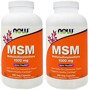 NOW MSM 1000mg Supplement, 400 Veg Capsules (Pack of 2)
