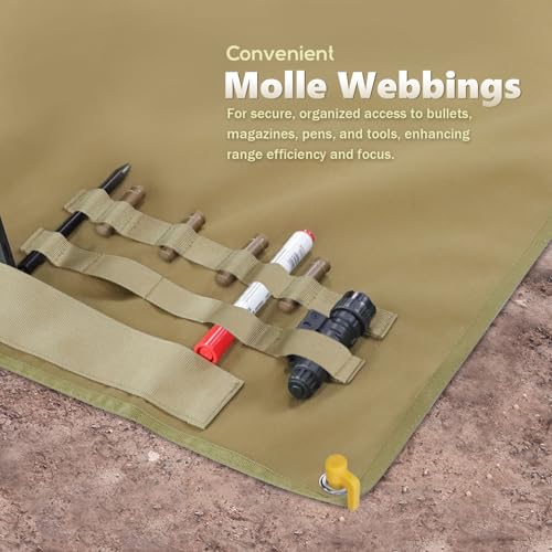 IC ICLOVER Shooting Mat, Portable Roll Up Shooting Mats with Bipod Holder & Molle Webbings, Extra Large Non-Slip Waterproof Tactical Shooting Blanket for Long Range Rifle Shooting Hunting (Non-Padded) - Thumbnail 6