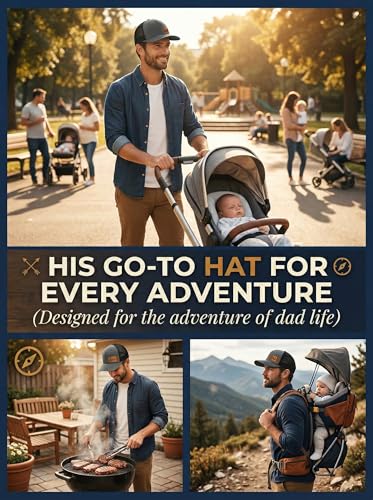 Image of Dad Est 2026 2027 Hat for Men New Dad Gifts Customization Leather Patch Trucker Hat
