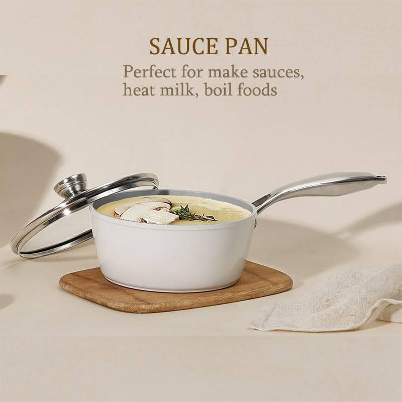 Miniatura 5 de Juego de utensilios de cocina de cerámica de 13 piezas, juego de utensilios de cocina de aluminio de calibre pesado, interior de cerámica saludable,