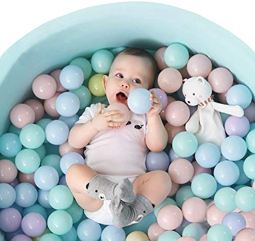 Image of TRENDBOX Ball Pit Balls 100 - 5 Macaron Colors Pit Balls Non-Toxic Free BPA Soft Plastic Balls for Ball Pit Play Tent Baby Playhouse Pool Birthday Party Decoration