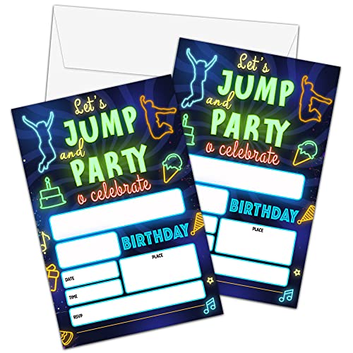 Invitaciones de cumpleaños para cama elástica ZIIUFRN con sobres de 4x6 pulgadas