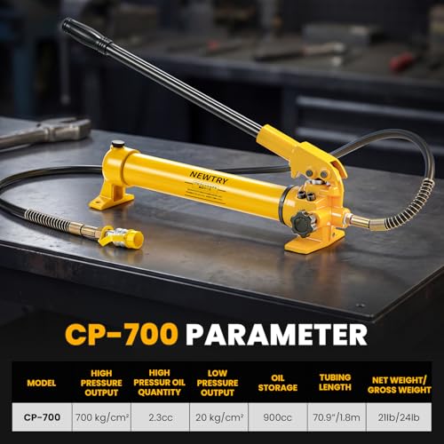 Image of NEWTRY 30 ton Hydraulic Ram Jack Cylinder and CP-700 Hand Hydraulic Pump Short Type 2 inch Stroke Porta Power Ram