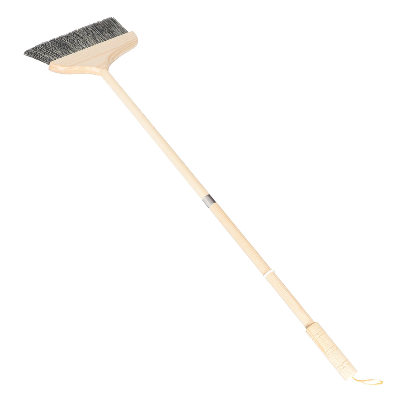 Scopa Manico Pino con Setole Morbide Antistatiche Spazzolone Leggero per Pavimenti Pulizia Efficiente di Angoli Stretti Piegarsi Facile da Impugnare e Riporre