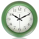 OCEST Retro Green Kitchen Wall Clock, 9-Inch Silent Non Ticking Battery Operated Home Decorative Rou