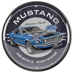 Nostalgic Art Retro Wall Clock, Ø 12 . 2 ", Ford Mustang – 1969 Mach 1 Blue – Gift idea for Ford