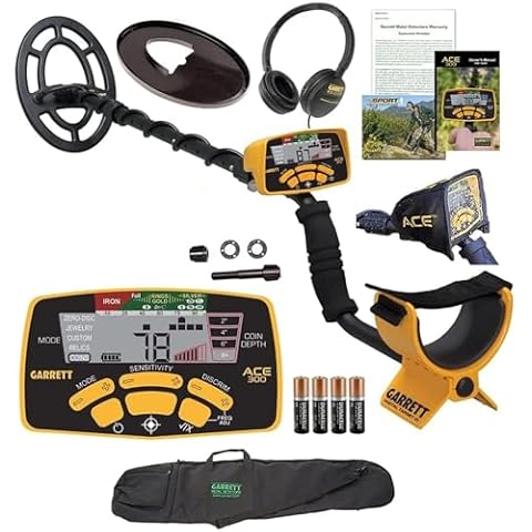 Garrett ACE 300 Metal Detector with Waterproof Search Coil and Carry Bag Plus Free Accessories Cover