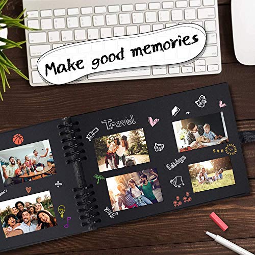 Yosemy Fotoalbum zum Selbstgestalten,80stk Scrapbook Schwarz Seiten Fotobuch 10 Metallic Stift 12 Fotoaufklebern 2… – Bild 6