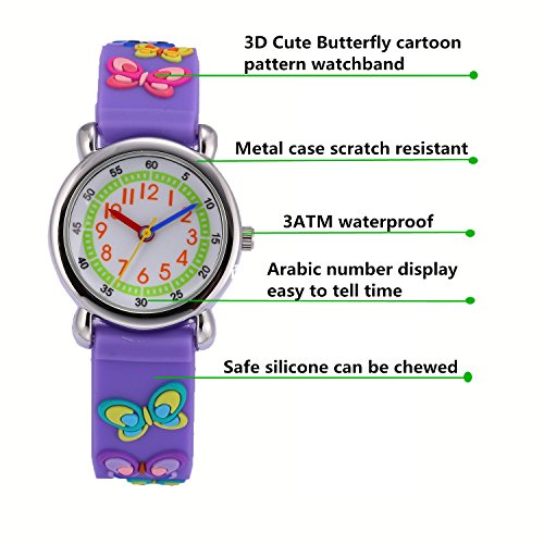 Image of Jewtme Cute Toddler Children Kids Watches Ages 3-8 Analog Time Teacher 3D Silicone Band Cartoon Watch for Little Girls Boys