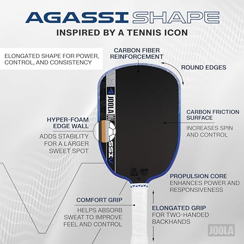 Image of JOOLA Pro V Pickleball Paddle - 14mm /16mm - Raw Carbon Fiber Textured Surface - Enhanced Frame & Propulsion Core, USAPA & UPA-A Certified, NFC Chip Enabled, Premium Control & Lightweight Performance