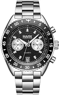 ساعة ستانلس ستيل للرجال من فيرويل FW-5910-S1، مقاس 44 ملم، اسود/فضي، تناظري