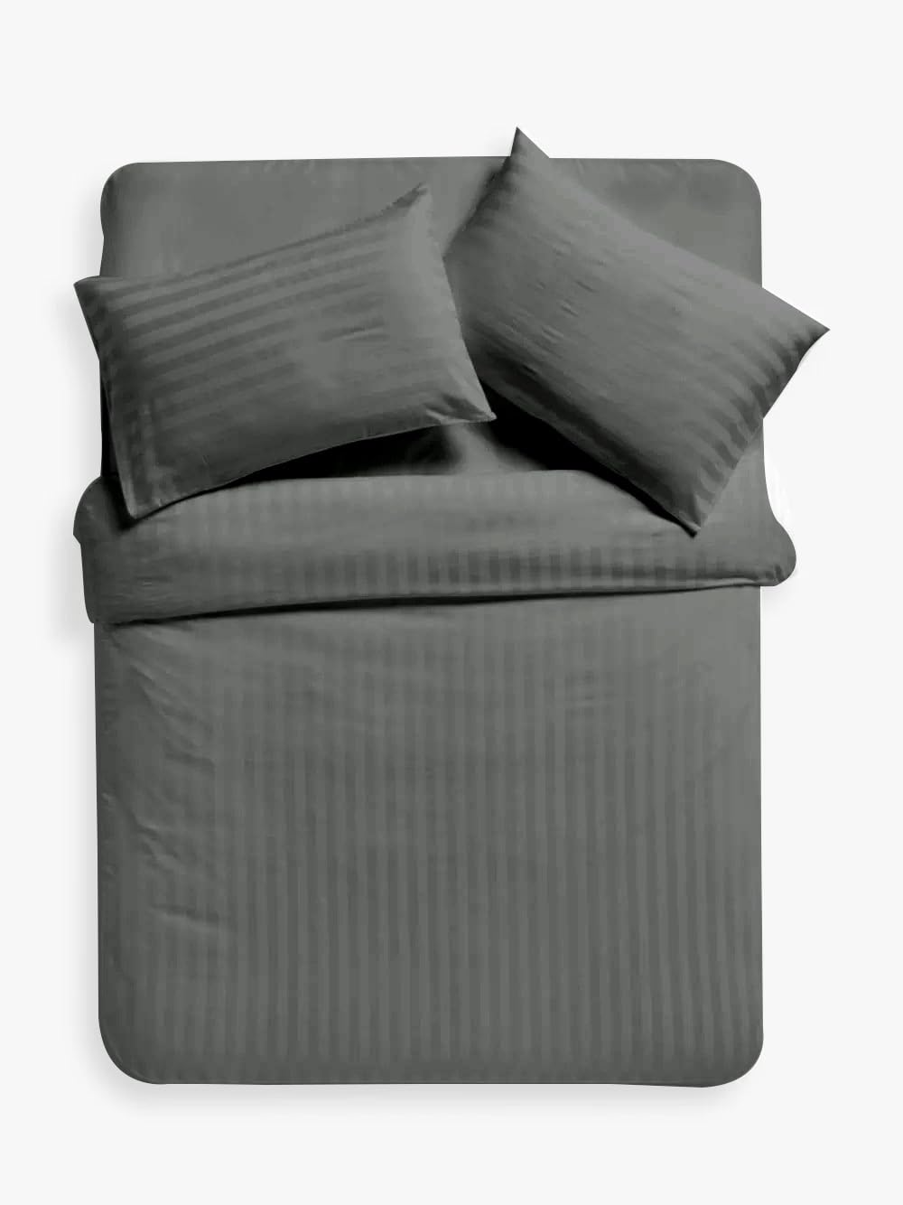 Ev Dekor® Double Duvet Cover Set Hotel Quality Stripes Satin Bedding Double Bed Set including 2 Pillowcases - Image 2