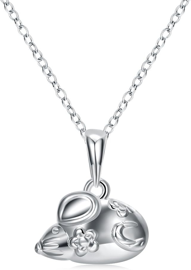 Zhiwen 925 Sterling Silver Chinese Zodiac Amulet Pendant Necklace Various Animals, Men and Women Charm Necklace Gifts (Mouse)